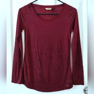 Guess Burn-out Studded Graphic Long Sleeves T-shirt